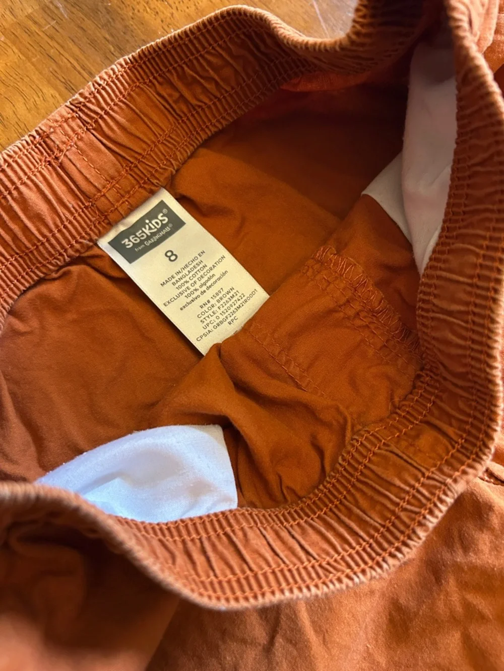 Elastic-Waist Rust Orange Casual Shorts | Boys Size 8